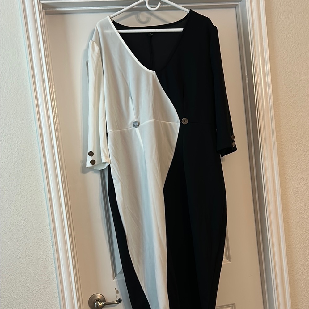 Plus Size SHEIN Black and White Cocktail Dress